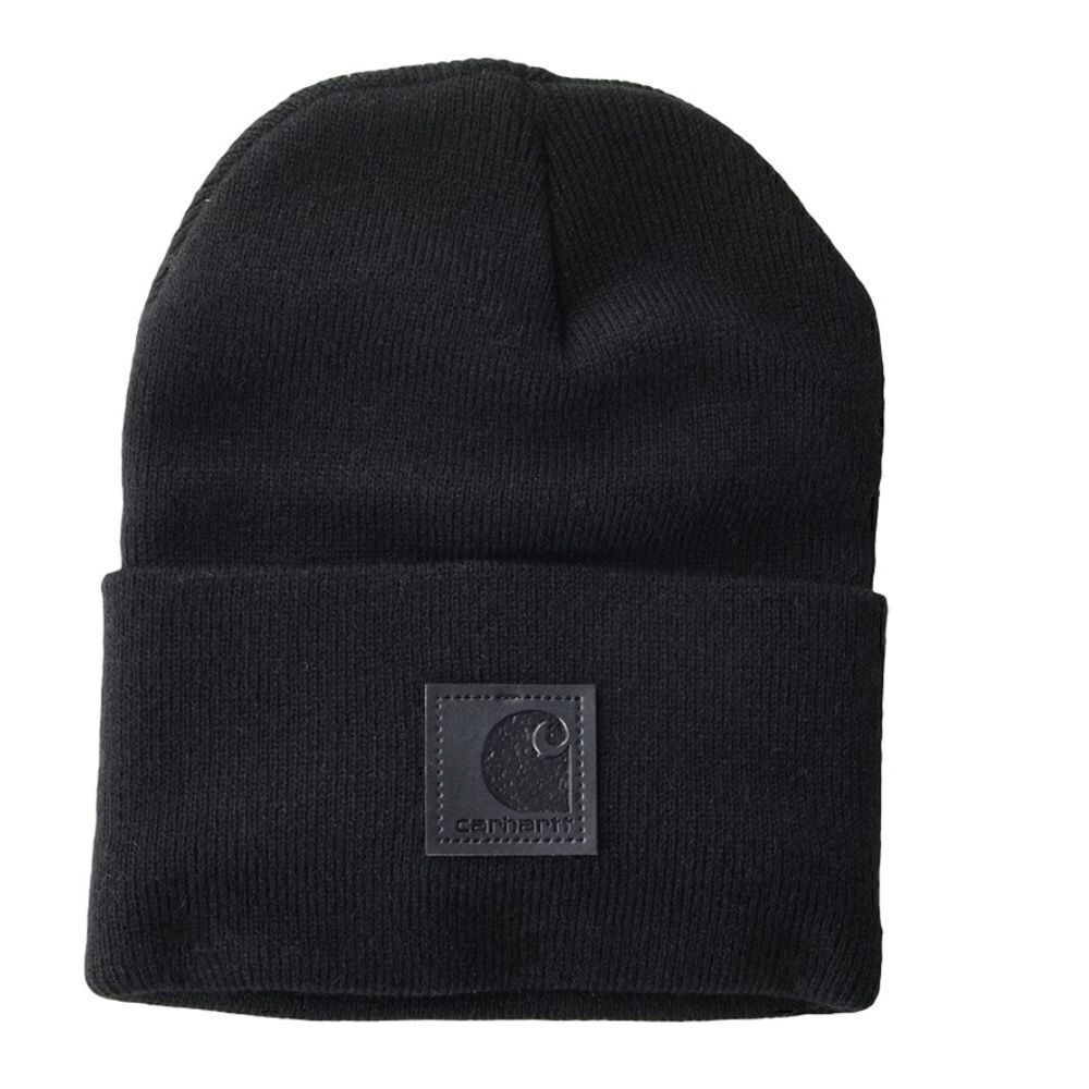 Black Carhartt Tonal Patch Beanie Hat NEW